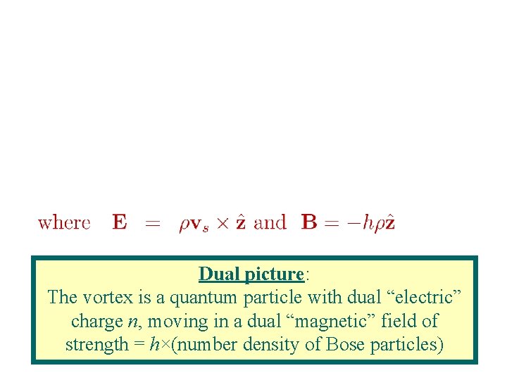 Dual picture: The vortex is a quantum particle with dual “electric” charge n, moving