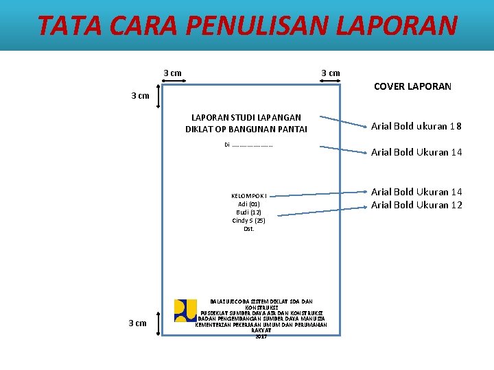 TATA CARA PENULISAN LAPORAN 3 cm COVER LAPORAN 3 cm LAPORAN STUDI LAPANGAN LAPORAN