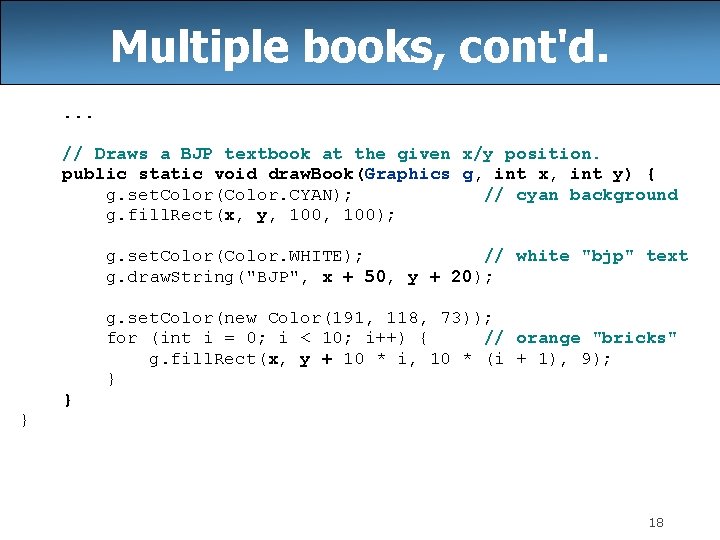 Multiple books, cont'd. . // Draws a BJP textbook at the given x/y position.