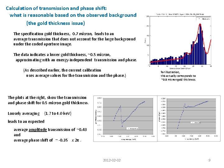 Calculation of transmission and phase shift: what is reasonable based on the observed background