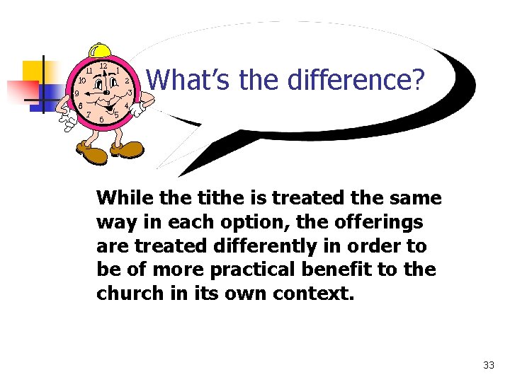 What’s the difference? While the tithe is treated the same way in each option,