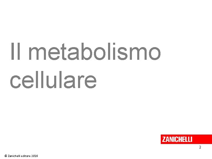 Il metabolismo cellulare 2 © Zanichelli editore 2016 