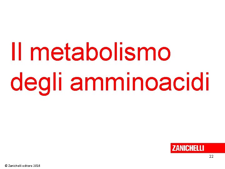 Il metabolismo degli amminoacidi 22 © Zanichelli editore 2016 