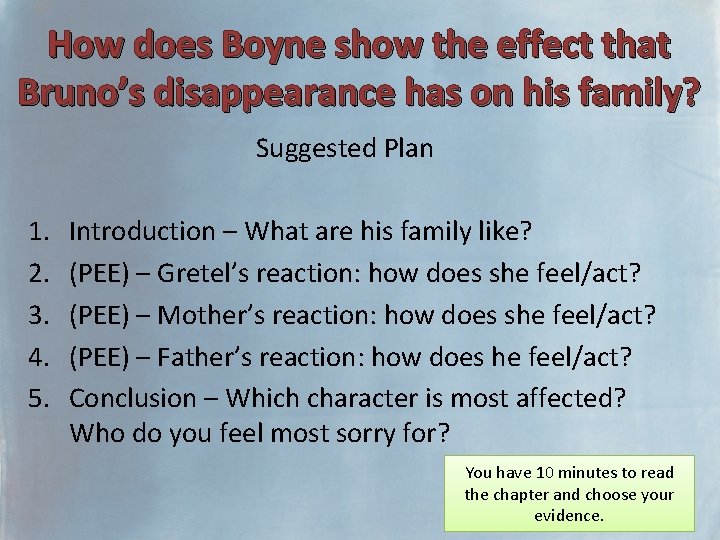 How does Boyne show the effect that Bruno’s disappearance has on his family? Suggested