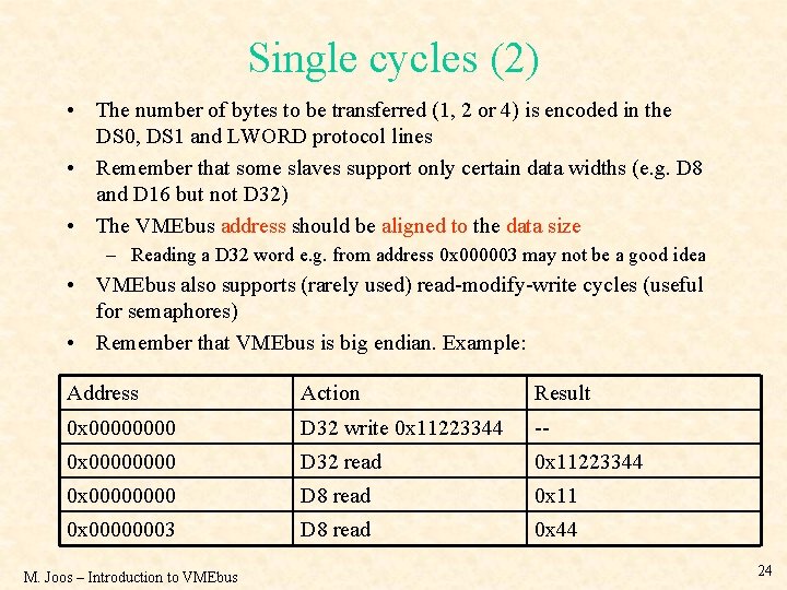 Single cycles (2) • The number of bytes to be transferred (1, 2 or