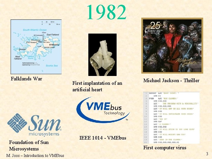 1982 Falklands War Foundation of Sun Microsystems M. Joos – Introduction to VMEbus First
