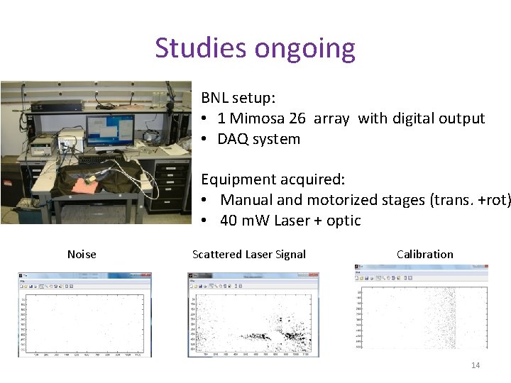 Studies ongoing BNL setup: • 1 Mimosa 26 array with digital output • DAQ