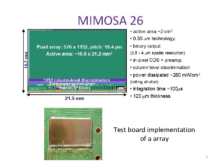 MIMOSA 26 Test board implementation of a array 7 
