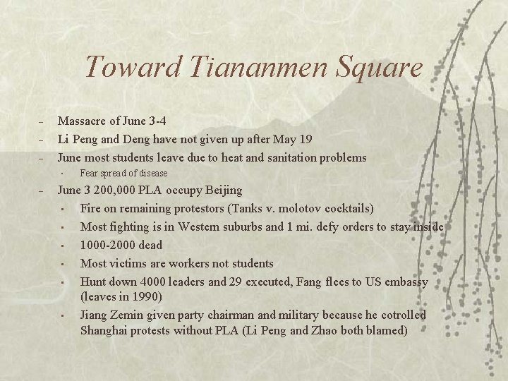 Toward Tiananmen Square – – – Massacre of June 3 -4 Li Peng and