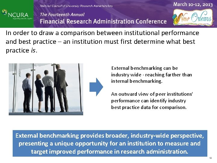 In order to draw a comparison between institutional performance and best practice – an