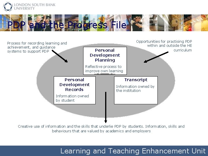 PDP and the Progress File Process for recording learning and achievement, and guidance systems