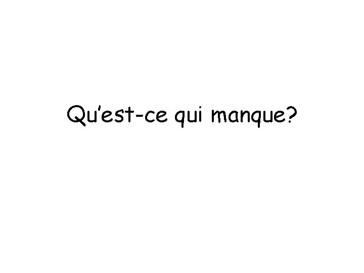 Qu’est-ce qui manque? 