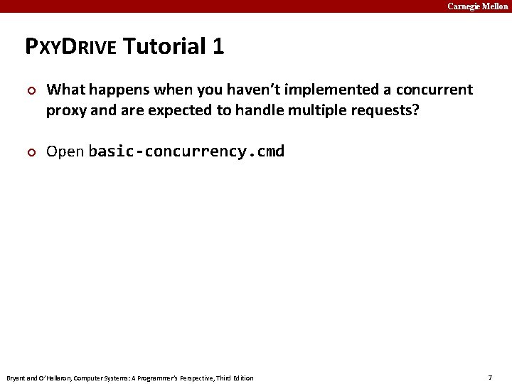 Carnegie Mellon PXYDRIVE Tutorial 1 What happens when you haven’t implemented a concurrent proxy