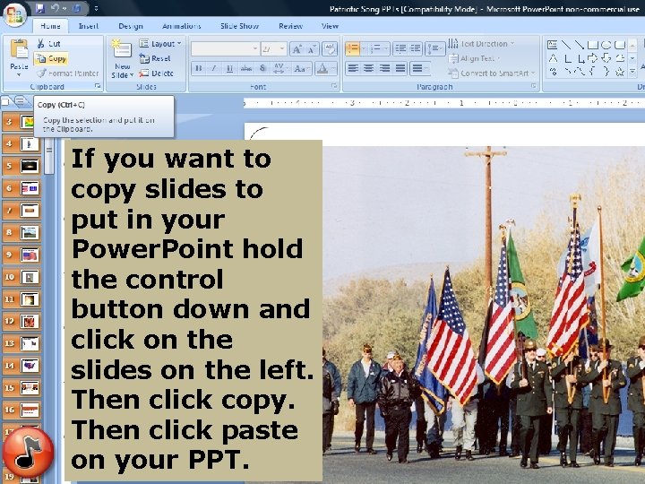 If you want to copy slides to put in your Power. Point hold the If you want to copy slides to put in your Power. Point hold the