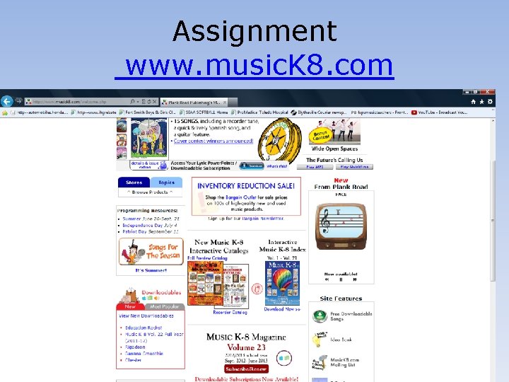 Assignment www. music. K 8. com 