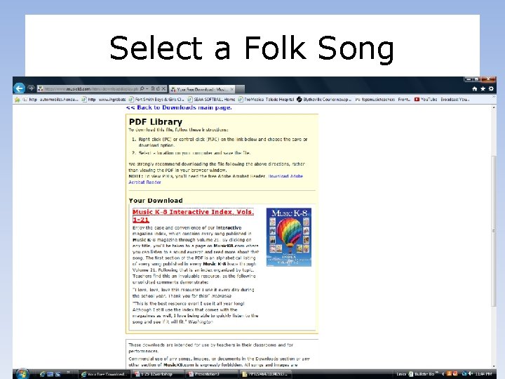 Select a Folk Song Select a Folk Song