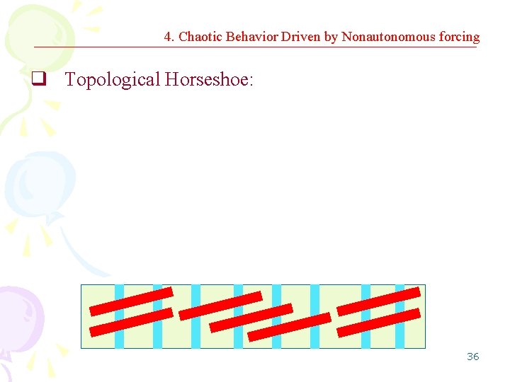 4. Chaotic Behavior Driven by Nonautonomous forcing q Topological Horseshoe: 36 