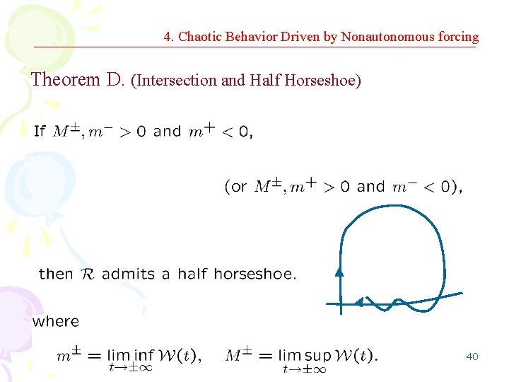 4. Chaotic Behavior Driven by Nonautonomous forcing Theorem D. (Intersection and Half Horseshoe) 40