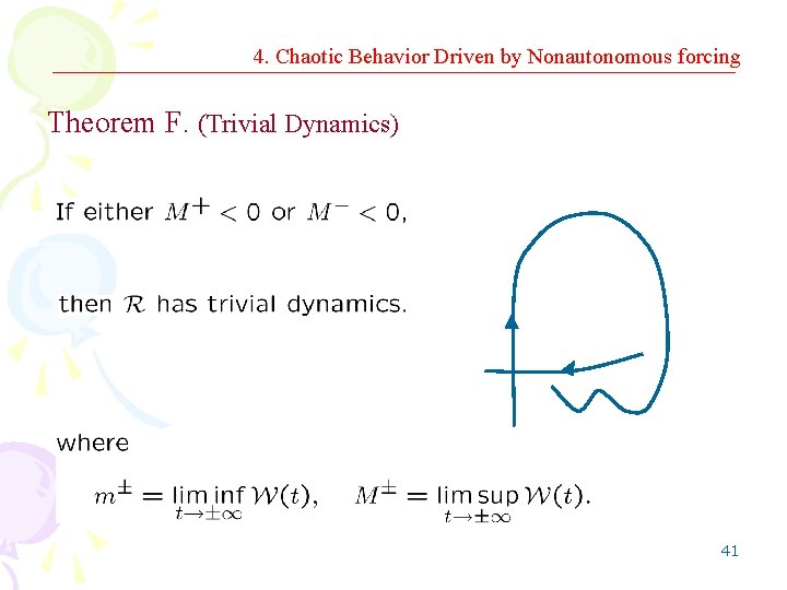 4. Chaotic Behavior Driven by Nonautonomous forcing Theorem F. (Trivial Dynamics) 41 