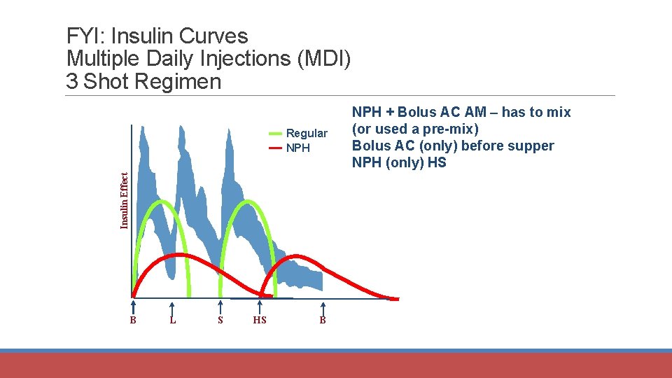 FYI: Insulin Curves Multiple Daily Injections (MDI) 3 Shot Regimen Insulin Effect Regular NPH