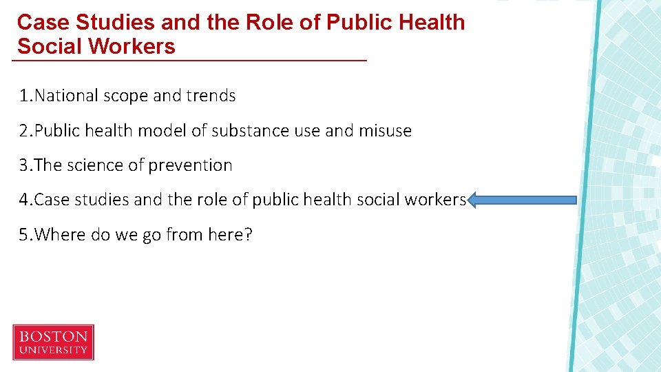 Case Studies and the Role of Public Health Social Workers 1. National scope and