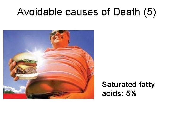 Avoidable causes of Death (5) Saturated fatty acids: 5% 