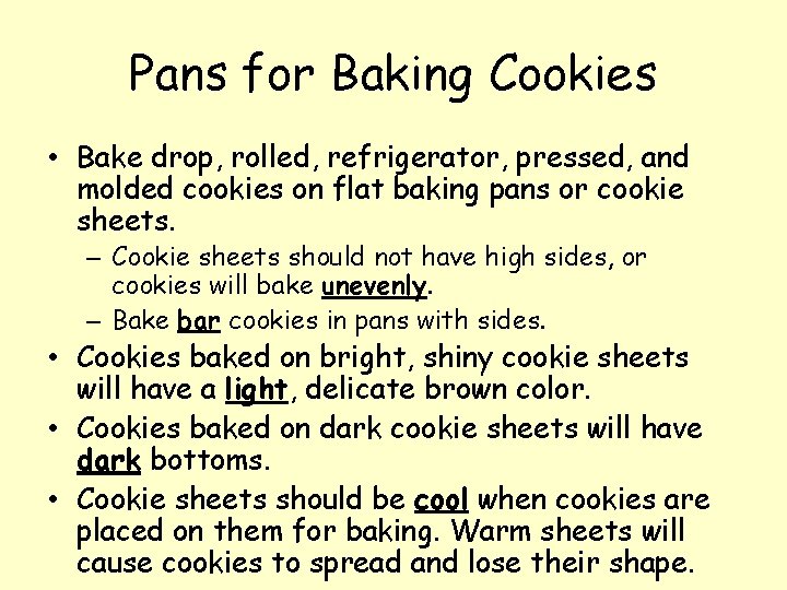 Pans for Baking Cookies • Bake drop, rolled, refrigerator, pressed, and molded cookies on