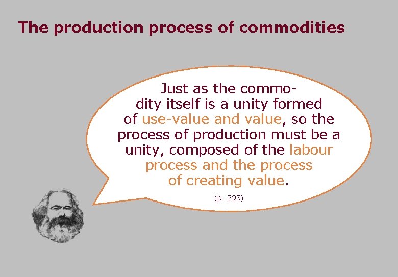 The production process of commodities Just as the commodity itself is a unity formed