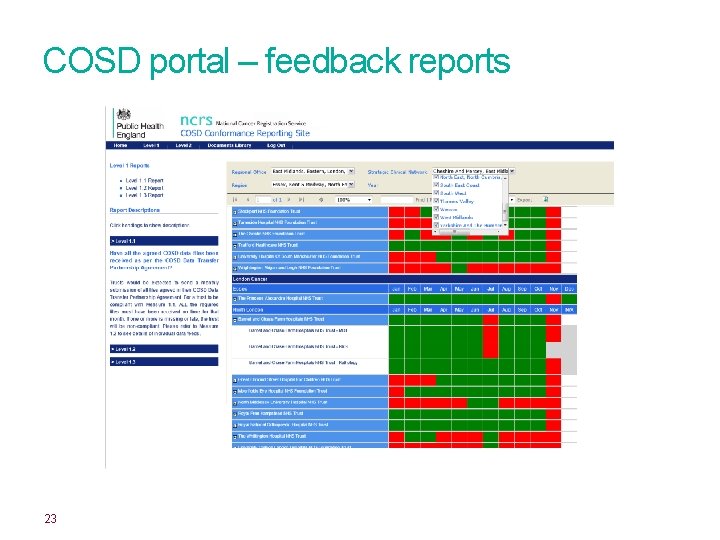 COSD portal – feedback reports 23 