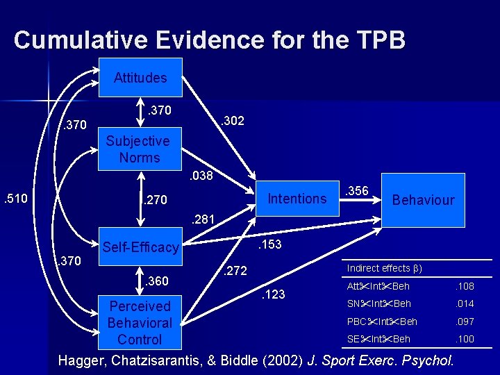Cumulative Evidence for the TPB Attitudes. 370 . 302 . 370 Subjective Norms. 038.