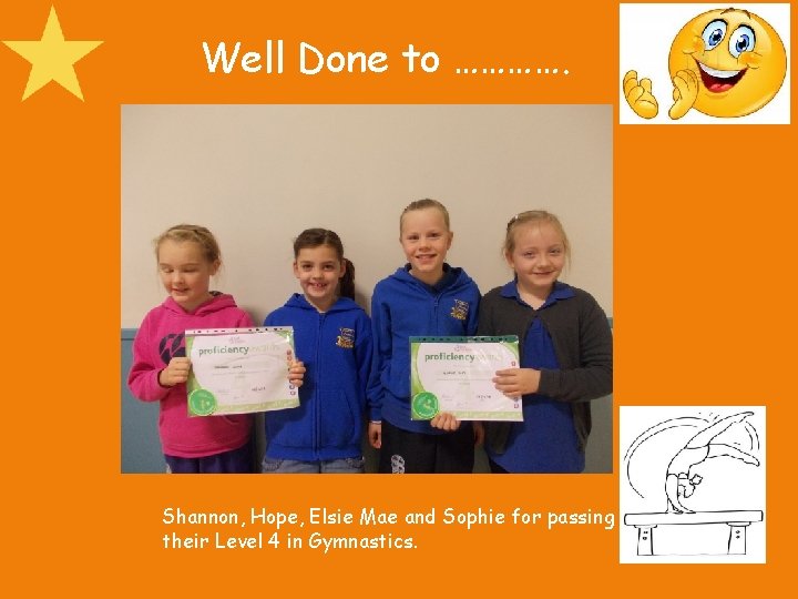 Well Done to …………. Shannon, Hope, Elsie Mae and Sophie for passing their Level