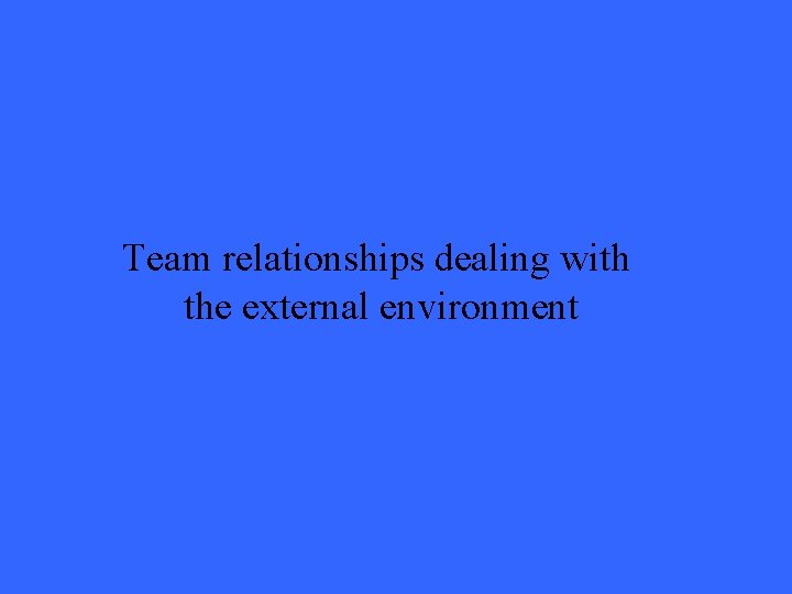 Team relationships dealing with the external environment 