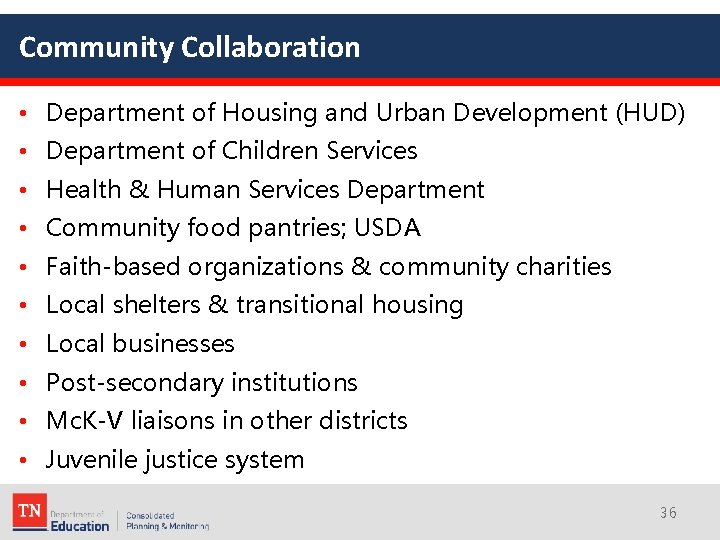 Community Collaboration • Department of Housing and Urban Development (HUD) • Department of Children
