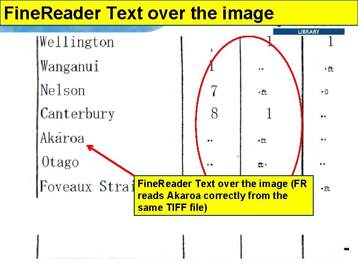 Fine. Reader Text over the image (FR reads Akaroa correctly from the same TIFF