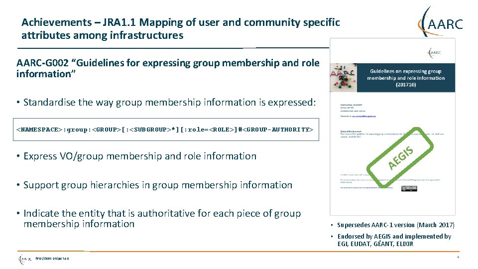 Achievements – JRA 1. 1 Mapping of user and community specific attributes among infrastructures