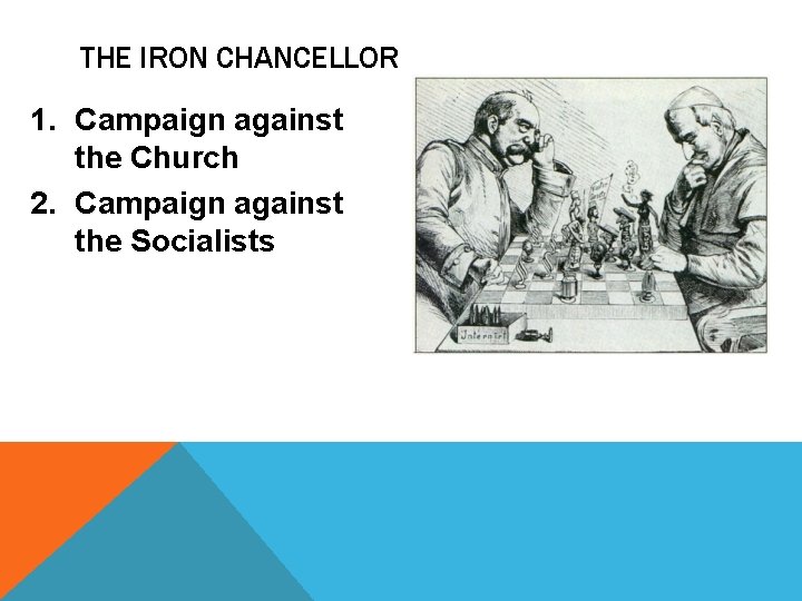 THE IRON CHANCELLOR 1. Campaign against the Church 2. Campaign against the Socialists 