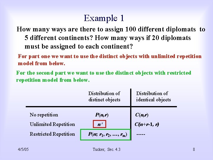 Example 1 How many ways are there to assign 100 different diplomats to 5