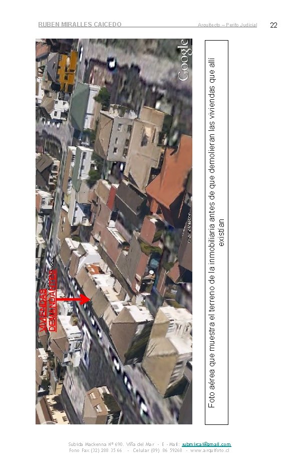 Arquitecto – Perito Judicial Foto aérea que muestra el terreno de la inmobiliaria antes