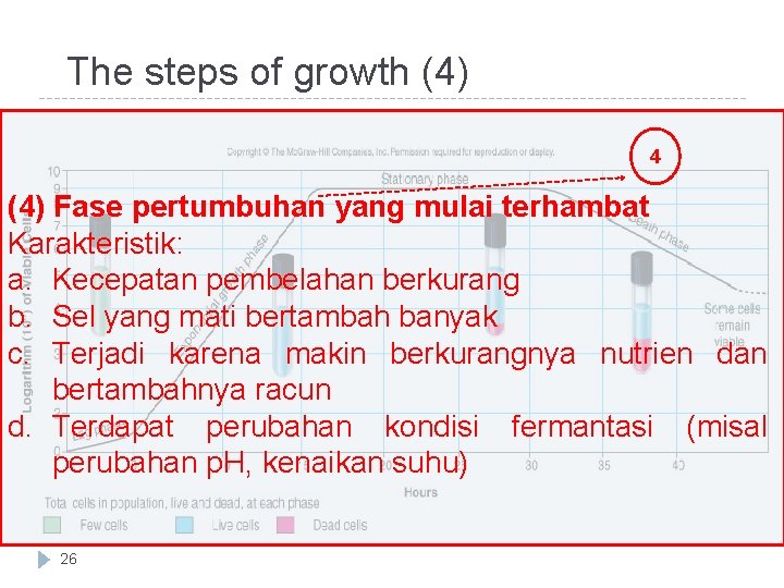 The steps of growth (4) 4 (4) Fase pertumbuhan yang mulai terhambat Karakteristik: a. The steps of growth (4) 4 (4) Fase pertumbuhan yang mulai terhambat Karakteristik: a.