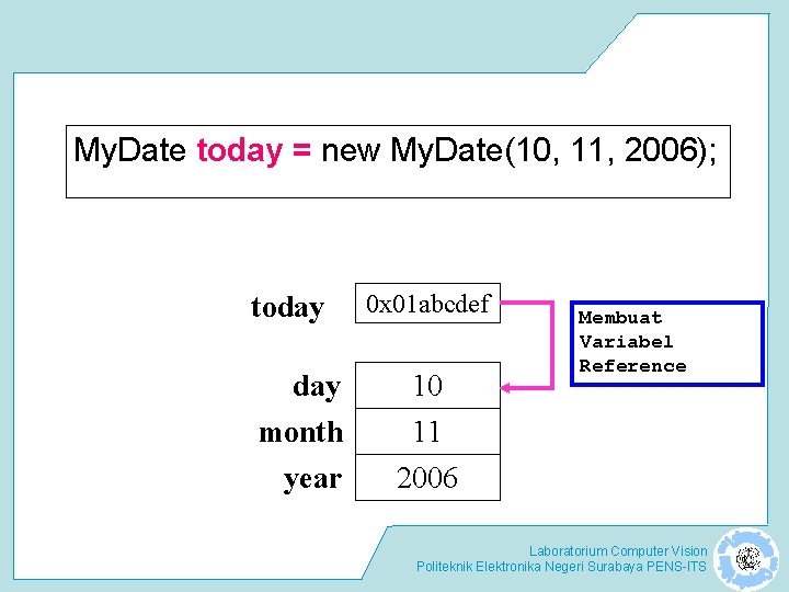 My. Date today = new My. Date(10, 11, 2006); today month year 0 x