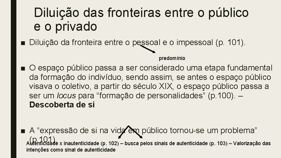 Diluição das fronteiras entre o público e o privado ■ Diluição da fronteira entre