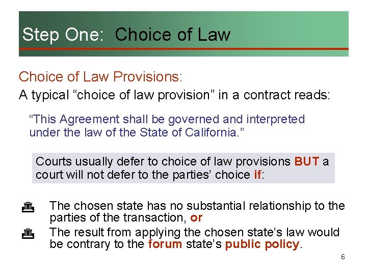 Step One: Choice of Law Provisions: A typical “choice of law provision” in a