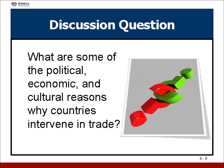 Discussion Question What are some of the political, economic, and cultural reasons why countries