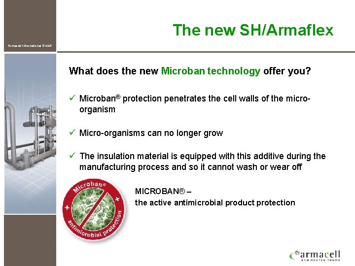 The new SH/Armaflex Armacell International Gmb. H What does the new Microban technology offer