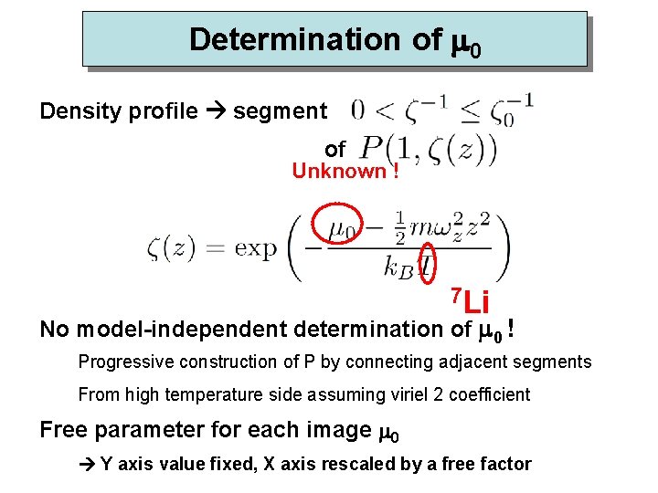 Determination of m 0 Density profile segment of Unknown ! 7 Li No model-independent