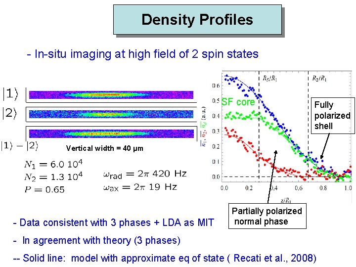 Density Profiles - In-situ imaging at high field of 2 spin states SF core