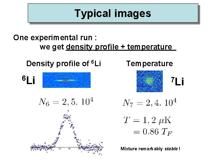 Typical images One experimental run : we get density profile + temperature Density profile