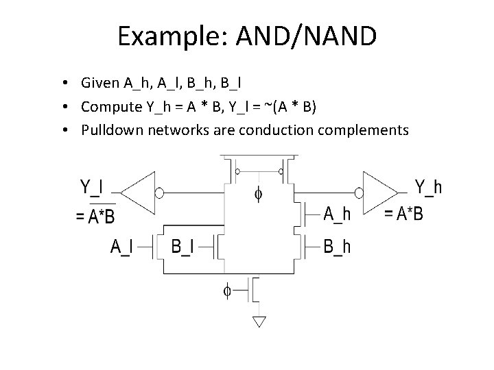 Example: AND/NAND • Given A_h, A_l, B_h, B_l • Compute Y_h = A *