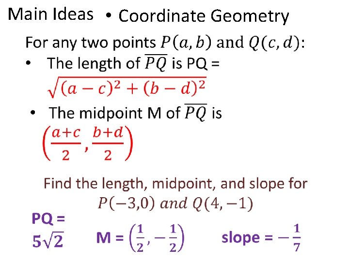 Main Ideas • Coordinate Geometry 