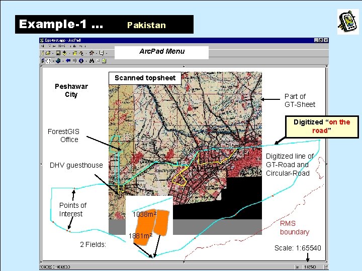Example-1 … Pakistan Arc. Pad Menu Scanned topsheet Peshawar City Part of GT-Sheet Digitized
